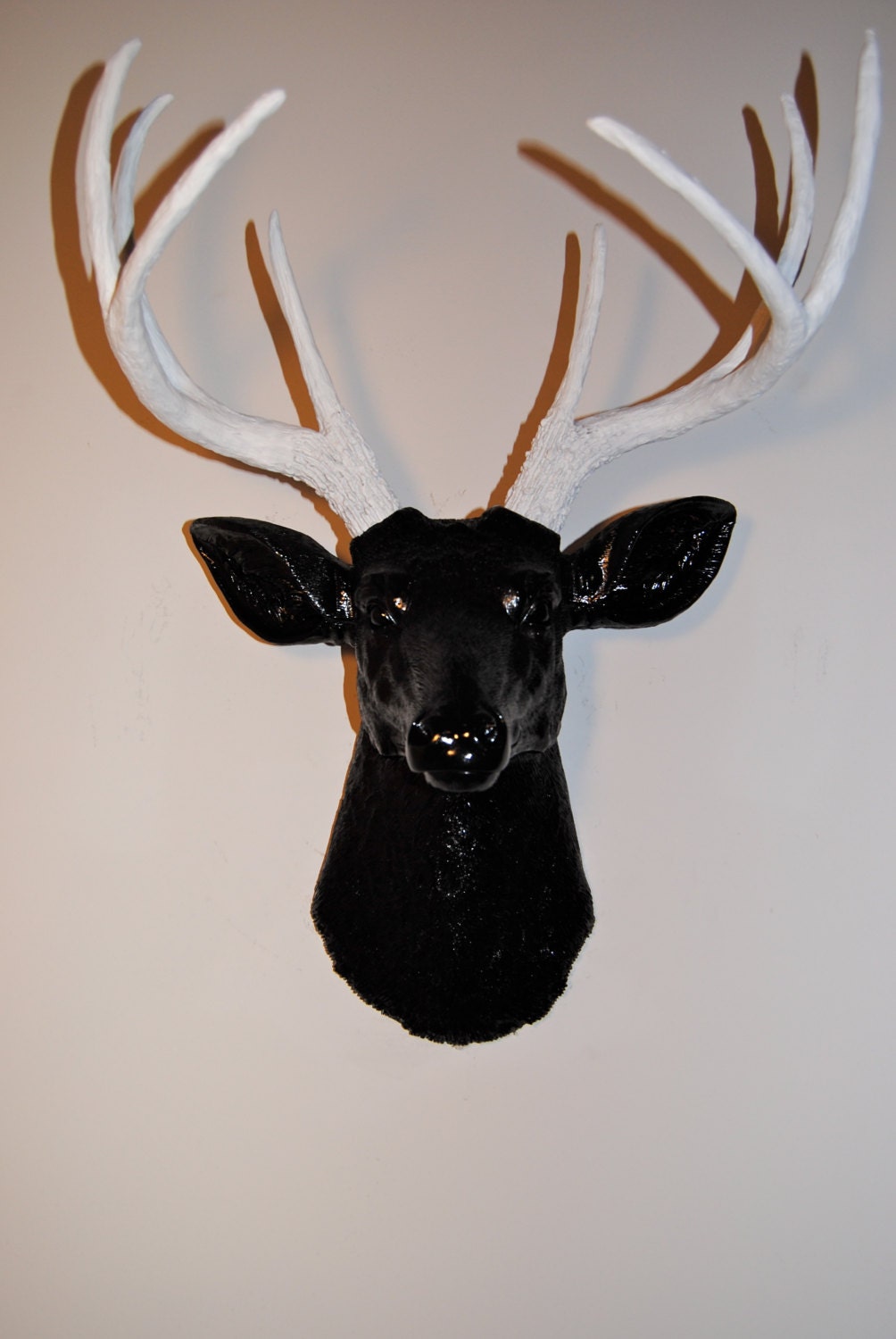Items similar to Deer Head Wall Mount Black and White Deer Head Antlers Faux Taxidermy D2902
