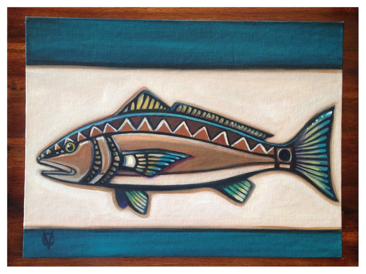 12"x16" Redfish original painting by Carin Vaughn