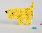 Yellow Dog Brooch, Animal jewelry handmade in polymer clay