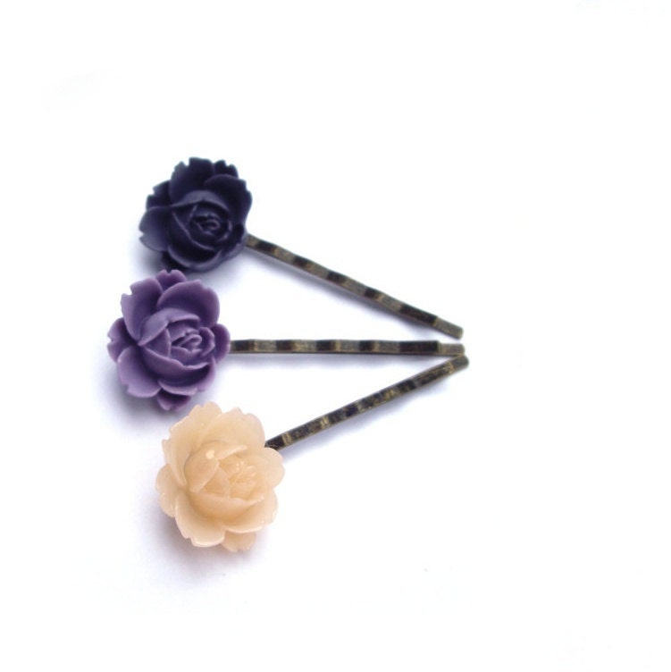 Purple hair pins, Flower Hair pins, gifts for women