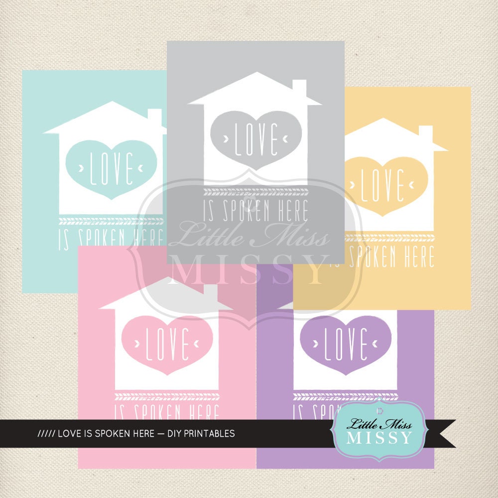 Love is Spoken Here, 16x20, INSTANT DOWNLOAD, DIY Printable, Get All 5 colors