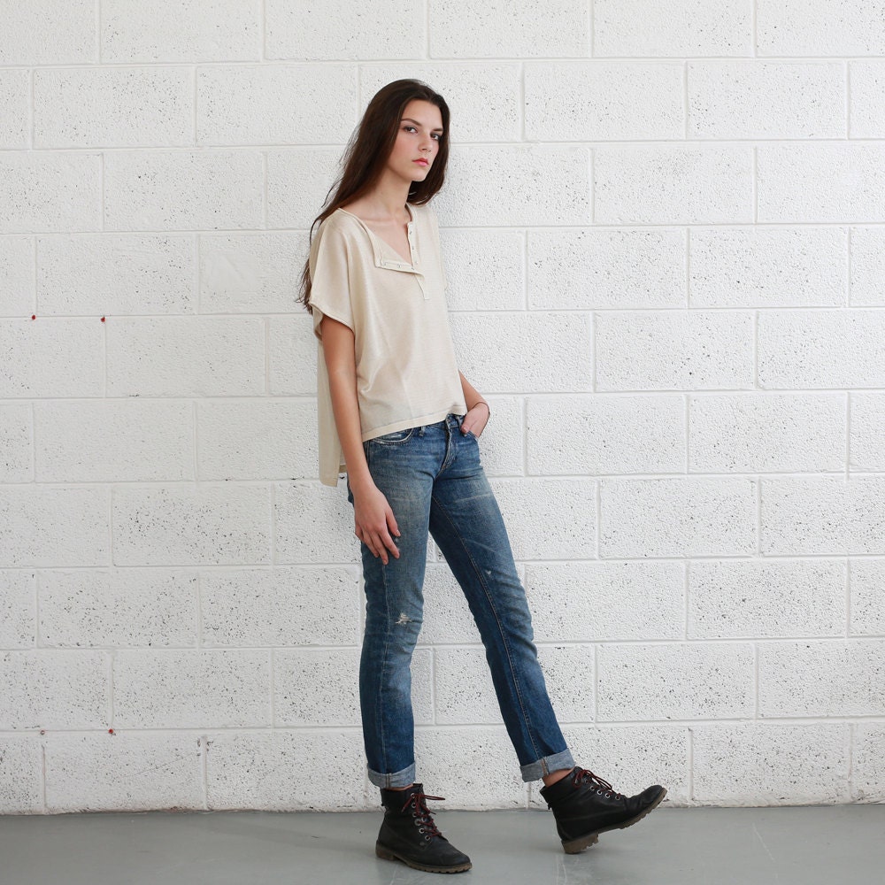 Knit Oversized Shirt , Cream