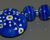 Handmade Blue & White Lampwork Glass Beads SRA  FHFteam Y3 GBUK UK Seller  Cpteam