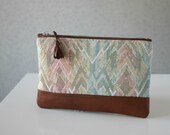 Pastel Ikat Chevron Spring Clutch Purse Leather