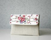 Retro Roses Foldover Clutch Purse Floral Romantic Garden red