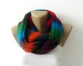 Scarf, women knitted infinity scarf, Chunky multicolor neckwarmer, infinity scarf, lilac, circle scarf, ULTRA SOFT, rainbow