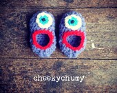 Little girls Monster feet slippers. 0-6 months. Baby shower gift.