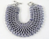 Dragonscale Chainmail Bracelet Cuff Silver Pale Purple
