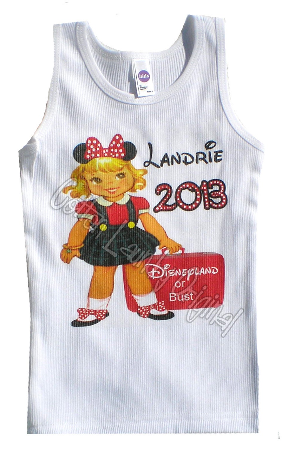 Vintage Childrens tshirt ORIGINAL ....Disneyland or Bust Ooak by Cotton Laundry Personalized with your childs name