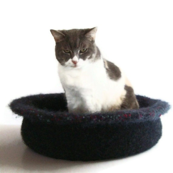 Cat Bed Hand Knit Felted Wool Pet Bed - Sacha