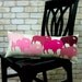 Buffalo Herd Pillow in Pretty Shades of Pink Wool Felt on Ivory Cotton