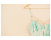 silk lace cammie photo print - whimsical fine art still life photography, cream, mint, green, clothing, soft, romantic, retro - 14x11