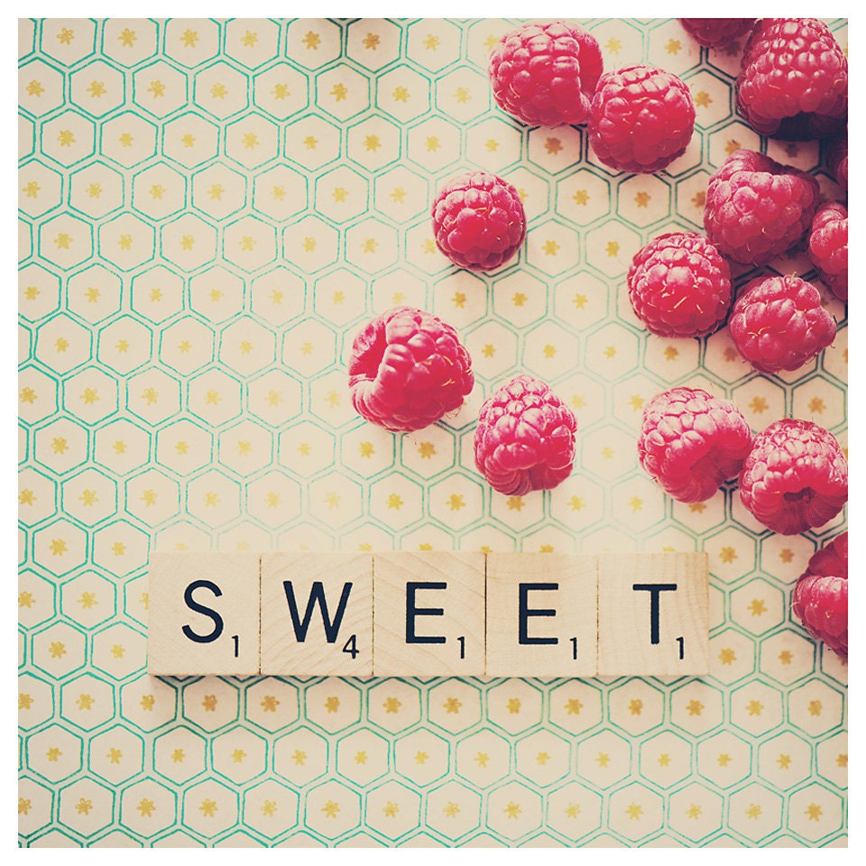 red raspberry fruit kitchen photo print - whimsical fine art food photography, pink, retro, color, still life, sweet - 12x12