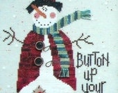 4 My Boys BUTTON Up YOUR OVERCOAT Snowman - Counted Cross Stitch Pattern Chart