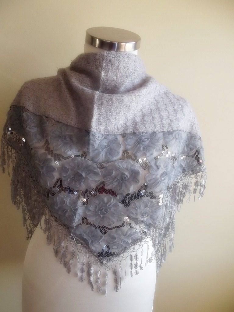 SALE triangle knitted shawl gift for her christmas valentines day gift bridal nr. 04