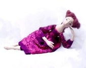 Summer Lavander OOAK ART DOLL Handmade Soft Sculpture elegant handpainted lilac romantic Fabric Art Doll