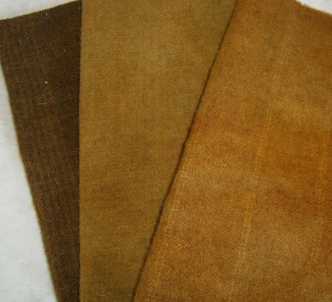 MIXED GOLDEN BROWNS  Hand Dyed Wool Fabric for Rug Hooking and Appliqué 3 Eighths Bundle