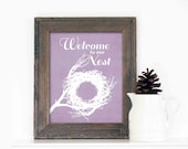 Welcome to Our Nest Spring Home Decor Sign - Typographic Easter Digital Art Print