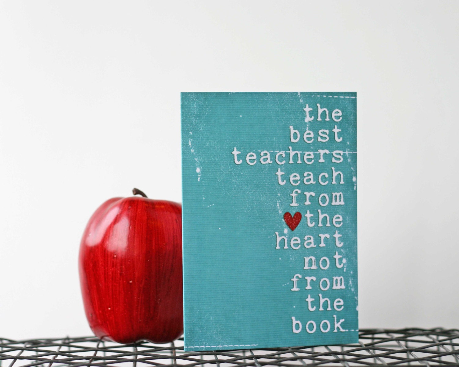 Teacher Thank You Card The Best Teachers Original Greeting Card Distressed Turquoise Teal Aqua Graduation School