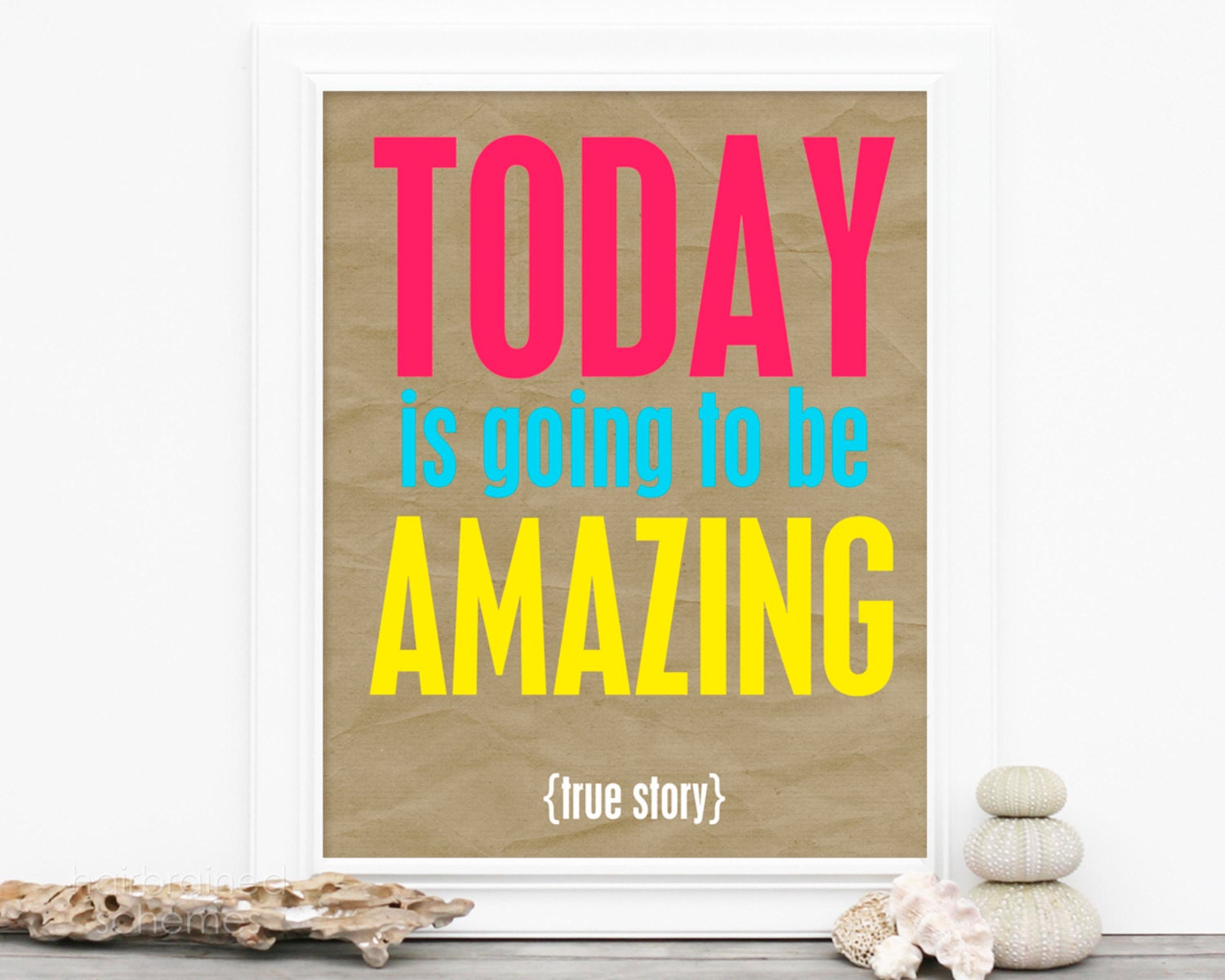 Typography Poster Digital Poster Print Neon Amazing Day - Today is going to be Amazing True Story Print Typography- Neon Digital Poster