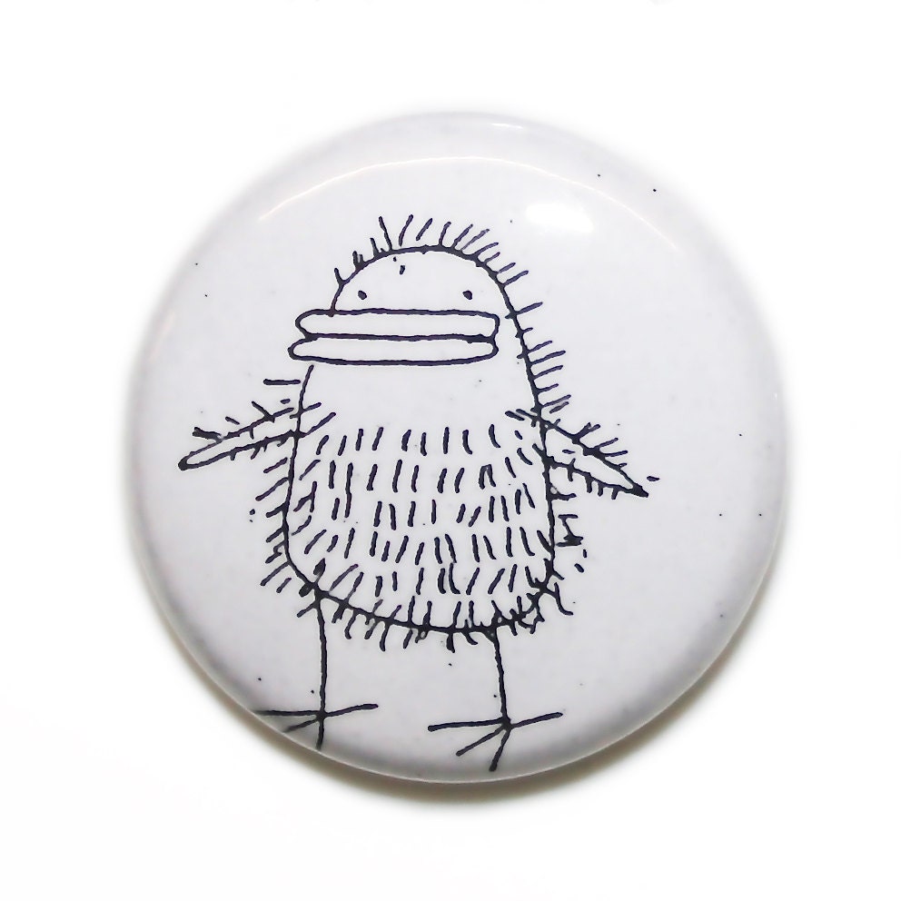 Pin Button Badge Set of Four, Chick Badge, Cute Gift, Illustration, Black, White, Adorable Birthday Gift, Tiny Chick Button