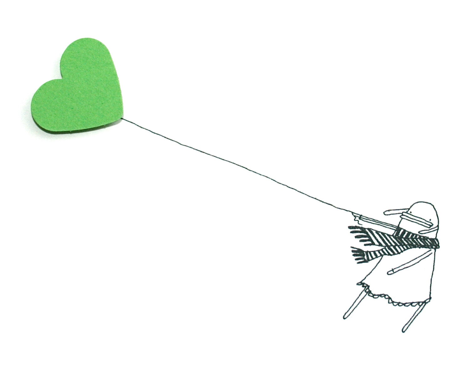 Unique Greeting Card, I Love You, Engagement Card, Wedding Invitation, Green, Spring, Weather, Windy Day Poosac, Love Heart Balloon