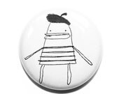 Pin Button Badge Set of Four, Bonjour, J'adore, French, Beret, Paris, Stripe, Black, White, Cute Gift, Poosac, Adorable Birthday Gift