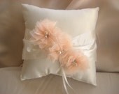 Wedding Ring Pillow Ring Bearer Pillow Shabby Chic Vintage Ivory and Cream Custom Colors too