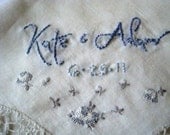 Custom Embroidered Vintage Occasion Handkerchief -  Hand Embroidery - 2 lines plus small detail