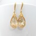 Gold Teardrop Earrings Swarovski Crystal Golden Shadow Teardrop Dangle Earrings Hypoallergenic Yellow Gold Bridesmaid Gift Wedding Jewelry