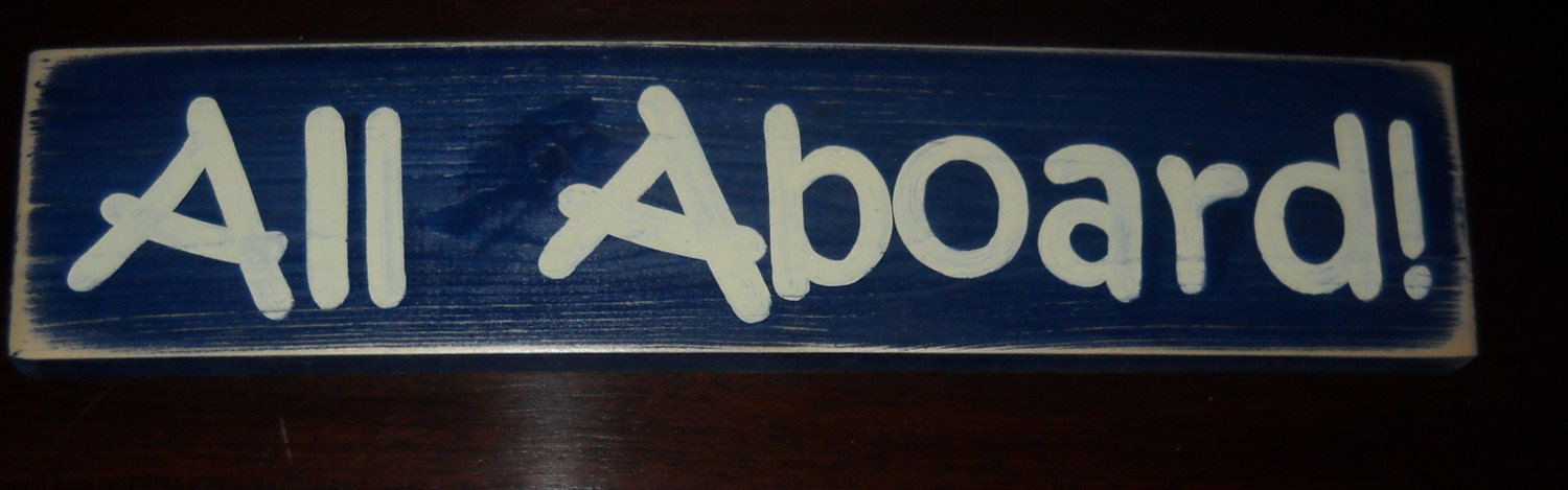 All Aboard Sign Plaque Train Railroad Little Engine That Could Room Decor Wood HP