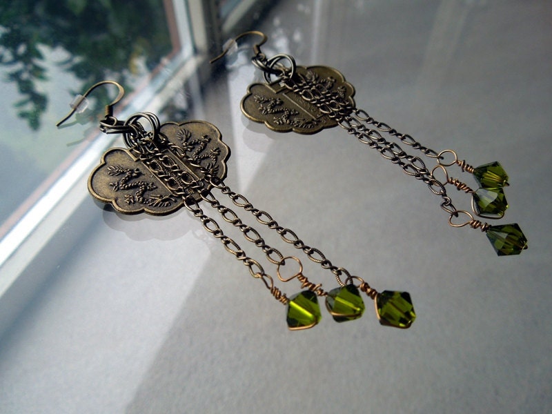 Green Dragon Earrings - Slytherin Green - Slytherin Serpent