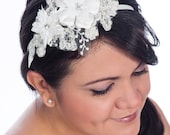 ivory flower lace headpiece - Julie