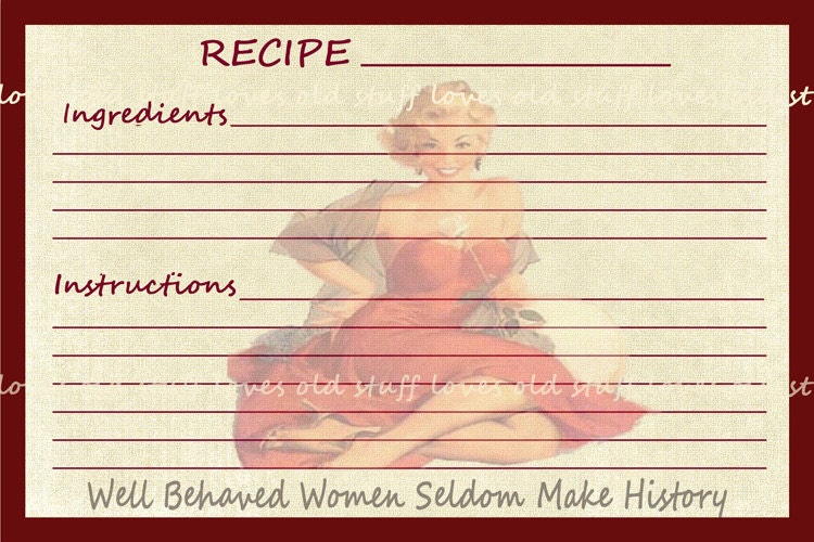 Recipe Card Pin Up 4x6 Digital Printable