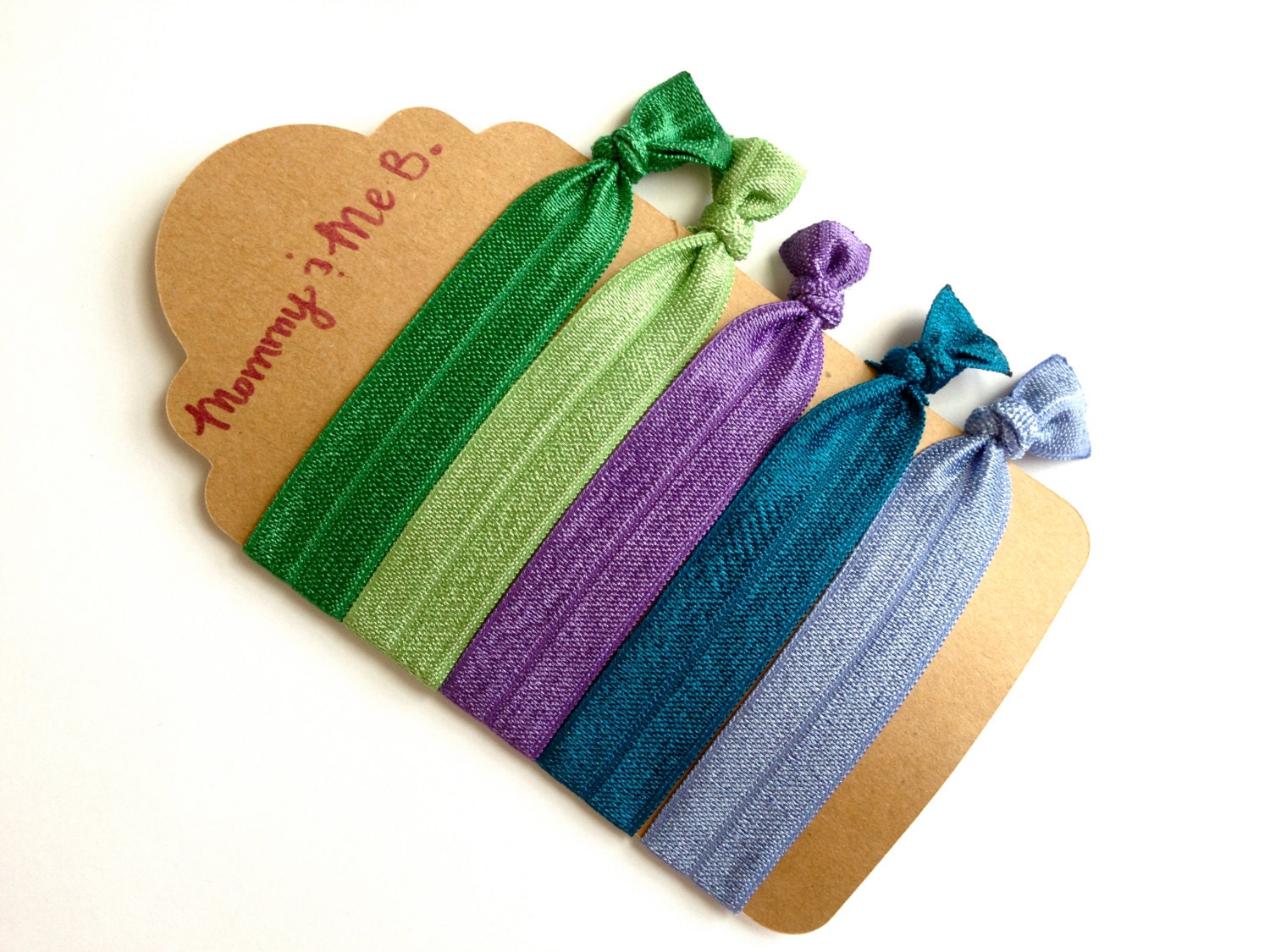 Super Soft No-Snag Elastic Hair Ties --  Pantone Trends 2013 Collection -- Emerald, Jade, Violet, Monaco Blue, Dusk Blue