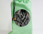 Kelly green travel shoe bag with window