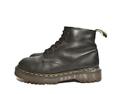 Men's Dr Marten Short Boots 6 Eye Made in England Black Leather Docs Size 7 UK / 8 US