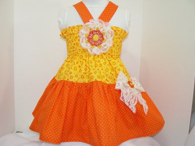 Girls  Summer Dress Toddler 3T / 4T Matching Headband Children Clothing  Boutique Handmade  Shirred Top Twirl Ruffle Bottom Kids Clothes