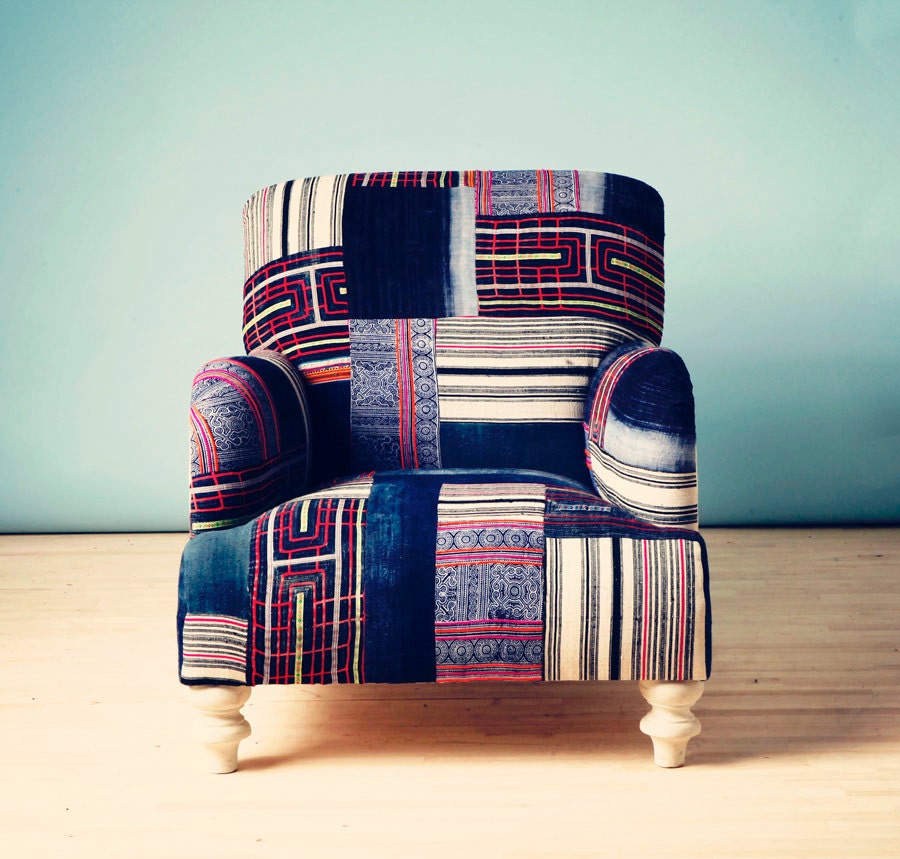 comfy patchwork armchair - midnight blue 1