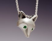 silver fox pendant with chain.   SATIN finish, pick DIAMOND  color