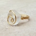 White Sea Glass Ring:  24K Gold Plated Wire Wrapped Opaque Crystal Beach Wedding Jewelry, Size 7