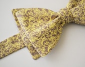 Bow Tie Freestyle- Yellow and Gray Damask