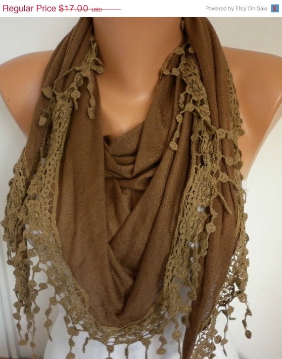 BIG SALE Brown Scarf - Shawl Scarf - Cowl Scarf - fatwoman