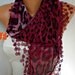 Burgundy Leopard Scarf - Cowl Scarf Cotton Scarf - fatwoman