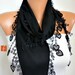 Black Heart Scarf Pashmina  Scarf  -  Cowl Scarf  - LOVE - fatwoman