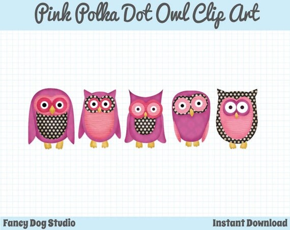 Pink Owl Clip Art Instant Digital Download