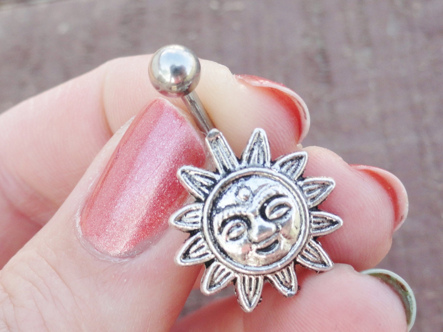 Celestial Sun Silver Belly Button Jewelry Ring