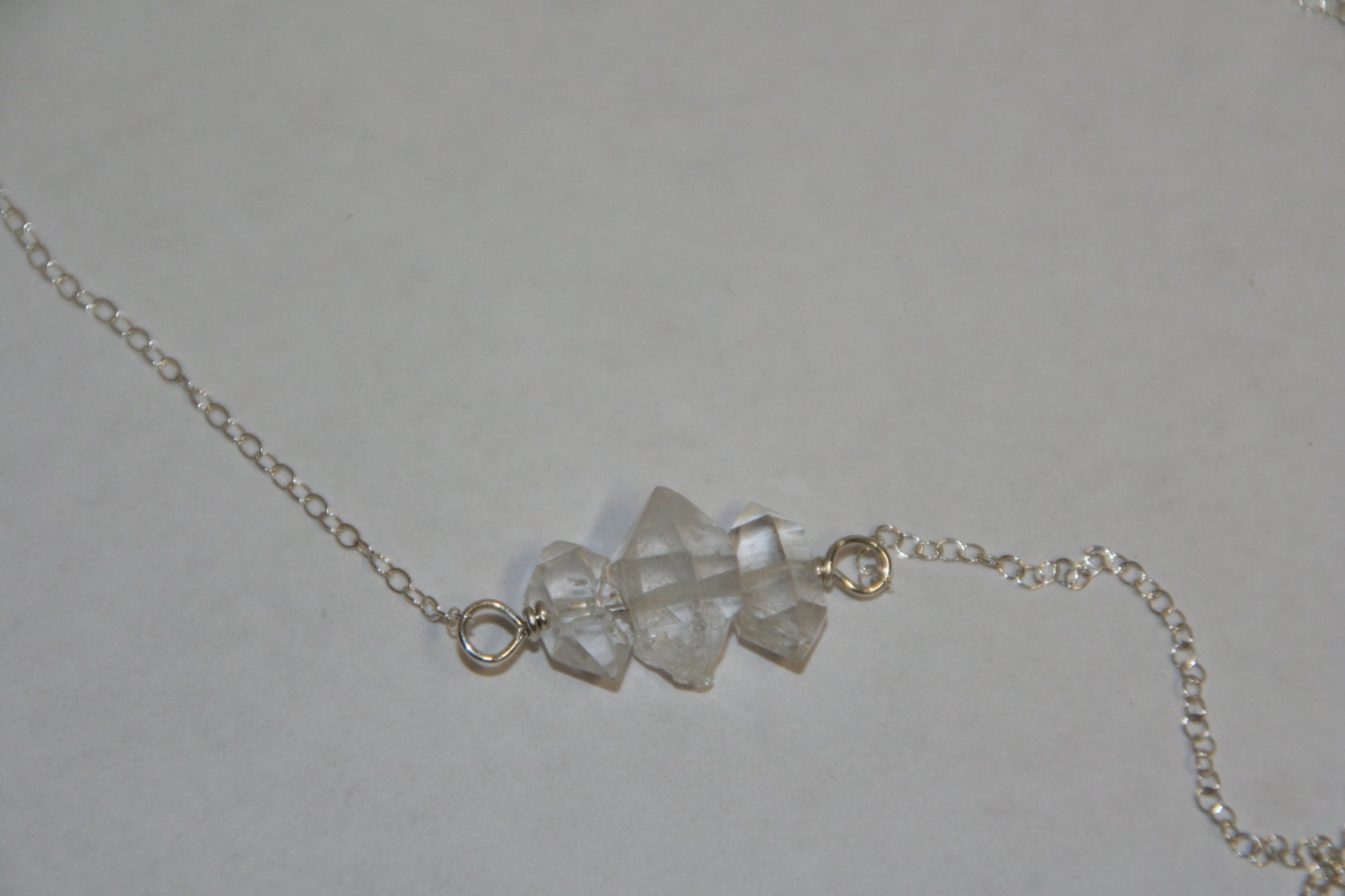 Herkimer necklace, herkimer Diamond quartz and sterling silver necklace