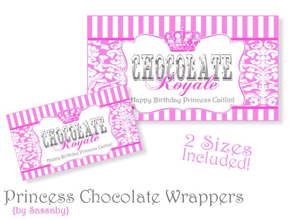 Princess Chocolate Bar Wrappers - Girls Birthday Party - DIY PRINTABLE FILE by Sassaby Il_170x135
