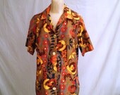 1960s Vintage Flower Power Summer  Blouse Mad Men 40 bust